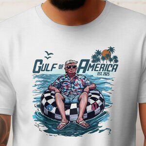 Gulf Of America Retro Vibes T-shirt Trump on an inner tube